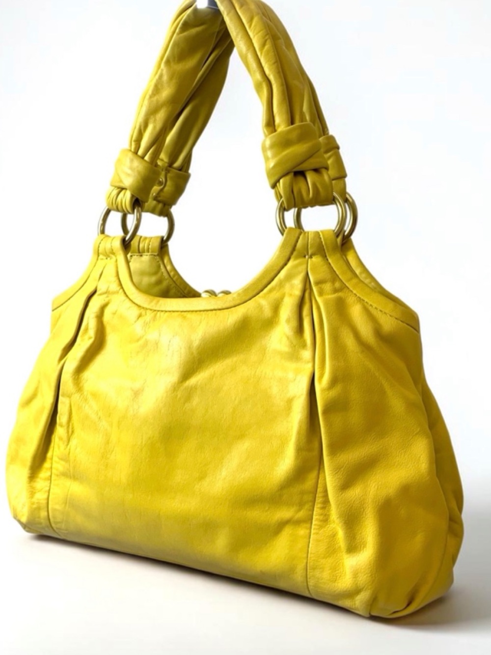 Coach Vintage Ergo Parker Y2K Yellow Leather Kisslock Satchel Bag 13437